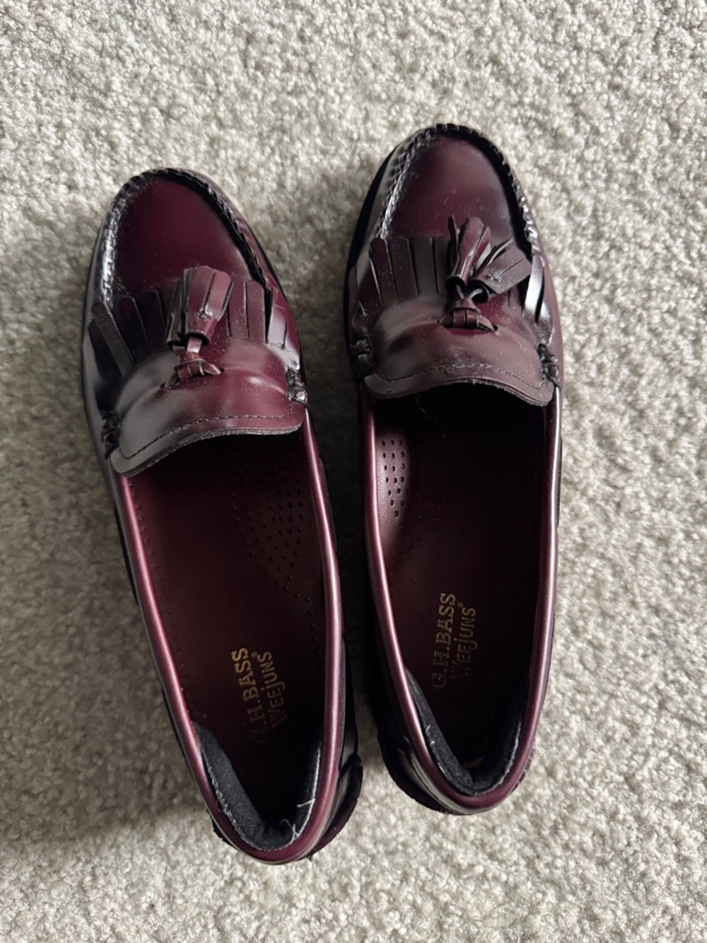 G.H. Bass & Co. Burgundy Esther Tassel Kiltie Loafers